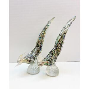 Mid-Century Modern Murano Glass Pheasant Set Table Sculpture Archemide Seguso